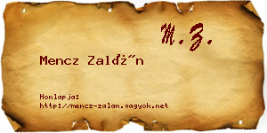 Mencz Zalán névjegykártya
